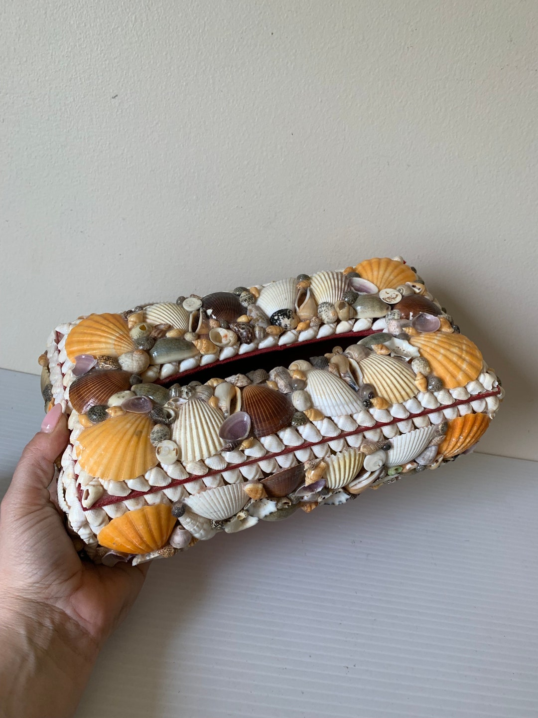 Shell Tissue Holder Cover, Bathroom Tissue Box Holder, Coastal Style ...