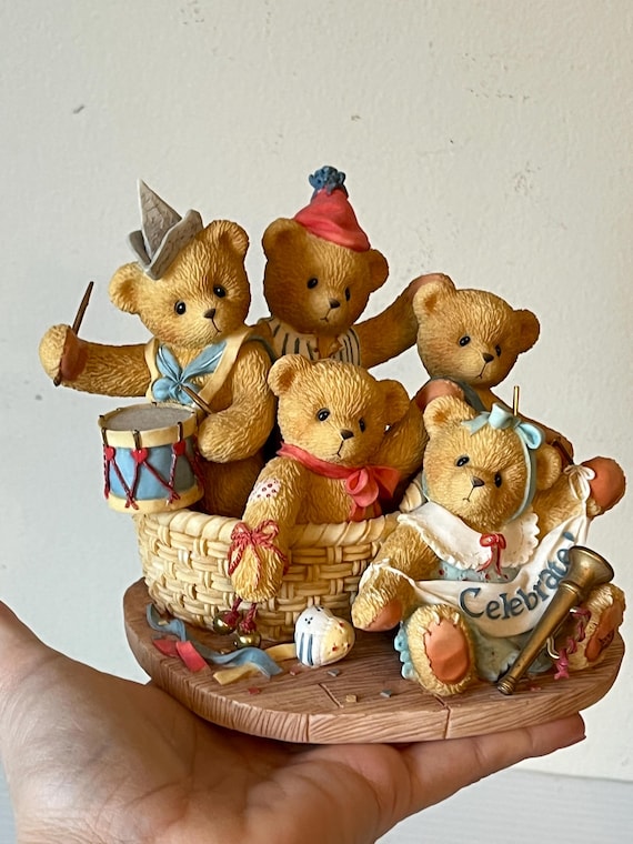 Cherished Teddies Band Figurine, Musician Teddy Bear Figurine