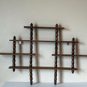 Rustic Vintage Spindle Wood Shelf, Knick Knacks Organizer, Wooden Wall Shelf, Home Decor, Display Shelf