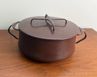 Vintage Dansk Kobenstyle Auflaufform Braun Emaille Dutch Oven, Jens Quistgaard Mid Century Modern Skandinavisches Kochgeschirr, Retro Küche Dec
