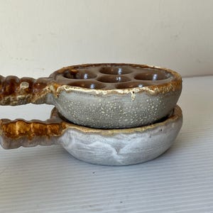 Pair Laurentian Stoneware Snail Escargot, Handmade Canadian Tableware, Kitchen Serving Dish