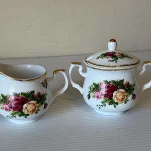 Vintage Royal Albert Creamer and Lidded Sugar Bowl, Bone China Set, Collectible Tea Set, English Tea Party, Antique Kitchenware