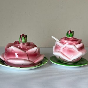 Vintage Countess Rose  Jar and Butter Dish PY, Made in Japan, Ceramic Container, Retro Kitchen Decor, Collectible