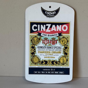1970’s Cinzano Bar Board, Melamine Bar Essential, Original Retro Cutting Board, Vermouth Collectible, Unique Gift
