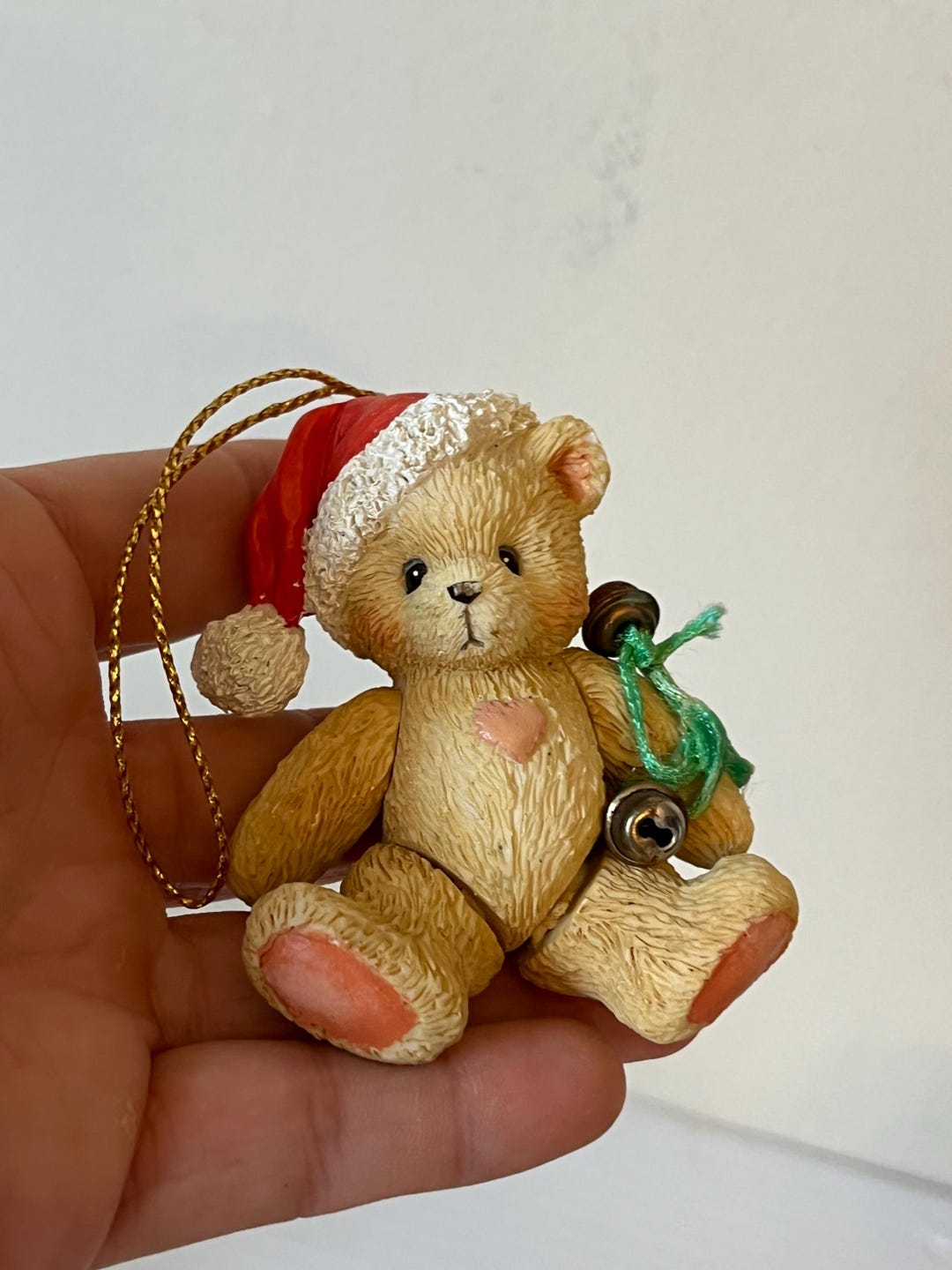 Cherished Teddies Santa Cap Bear Ornament, Christmas Bear Figurine