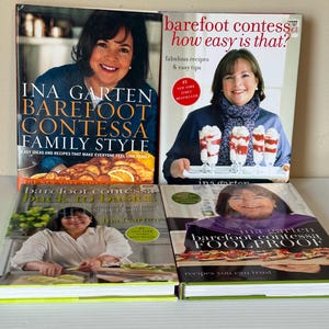 Lot de livres de cuisine Ina Garten, Repas familiaux, Retour aux sources aux pieds nus, Est-ce facile, Compétences à toute épreuve