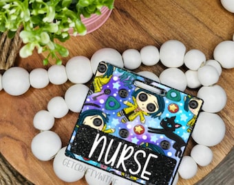 Cartoon Badge Buddy | Halloween Badge Buddy | Gifts for Her | Custom Badge Buddy | ID Badge | Badge Identifier | Coraline Badge Buddy