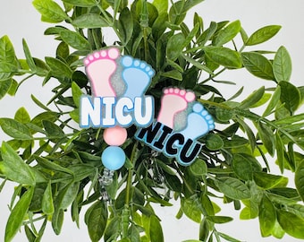 NICU Nurse Badge Reel | Handmade ID Holder, Baby Footprints