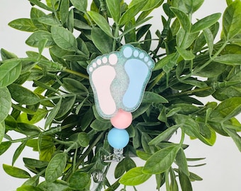 L&D Nurse Badge Reel | Baby Footprints ID Holder