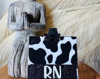 Cow Badge Buddy | Cow Print Gift | Glitter Badge Buddy | Gifts for Her | Custom Badge Buddy | ID Badge | Badge Identifier | Stocking Stuffer