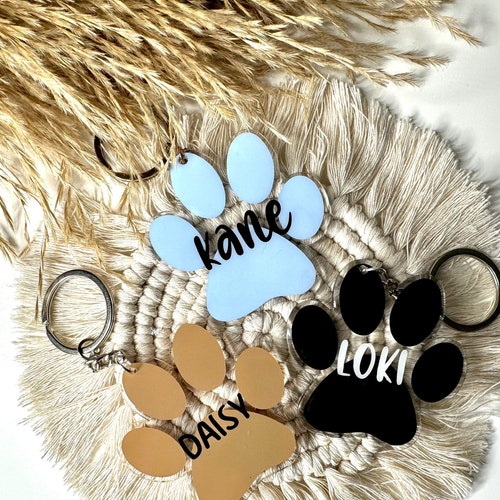Custom Personalized Pet Name Paw Print Acrylic Keychain | Pet Lover | Dog Lover | Dog Keychain | Birthday Gift | Gifts for Her | 2.5 Inch