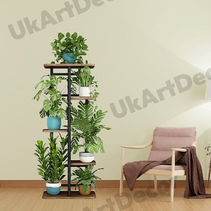 Multi Tier Wooden Plant Stand | Tall Plant Stand | Indoor Plant Stand | Plant Shelf | Plant Holder | Metal Plant Stand | Corner Plant Stand