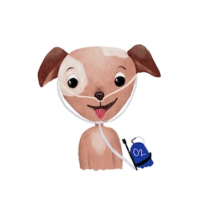 Chiot avec de l'oxygène