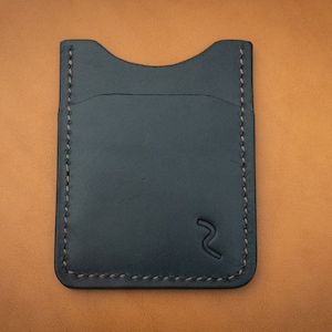 Minimalist Leather 3 Slot Card Holder Wallet — Navy