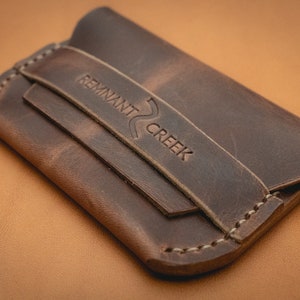 Minimalist Leather Flap Card Holder Wallet — Rugged Brown