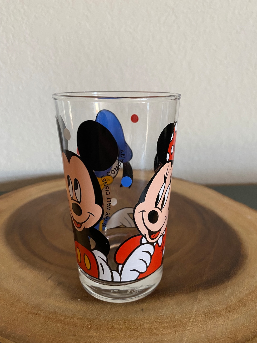 Vintage Disney Drinking Glass Minnie Mickey & Donald by Etsy