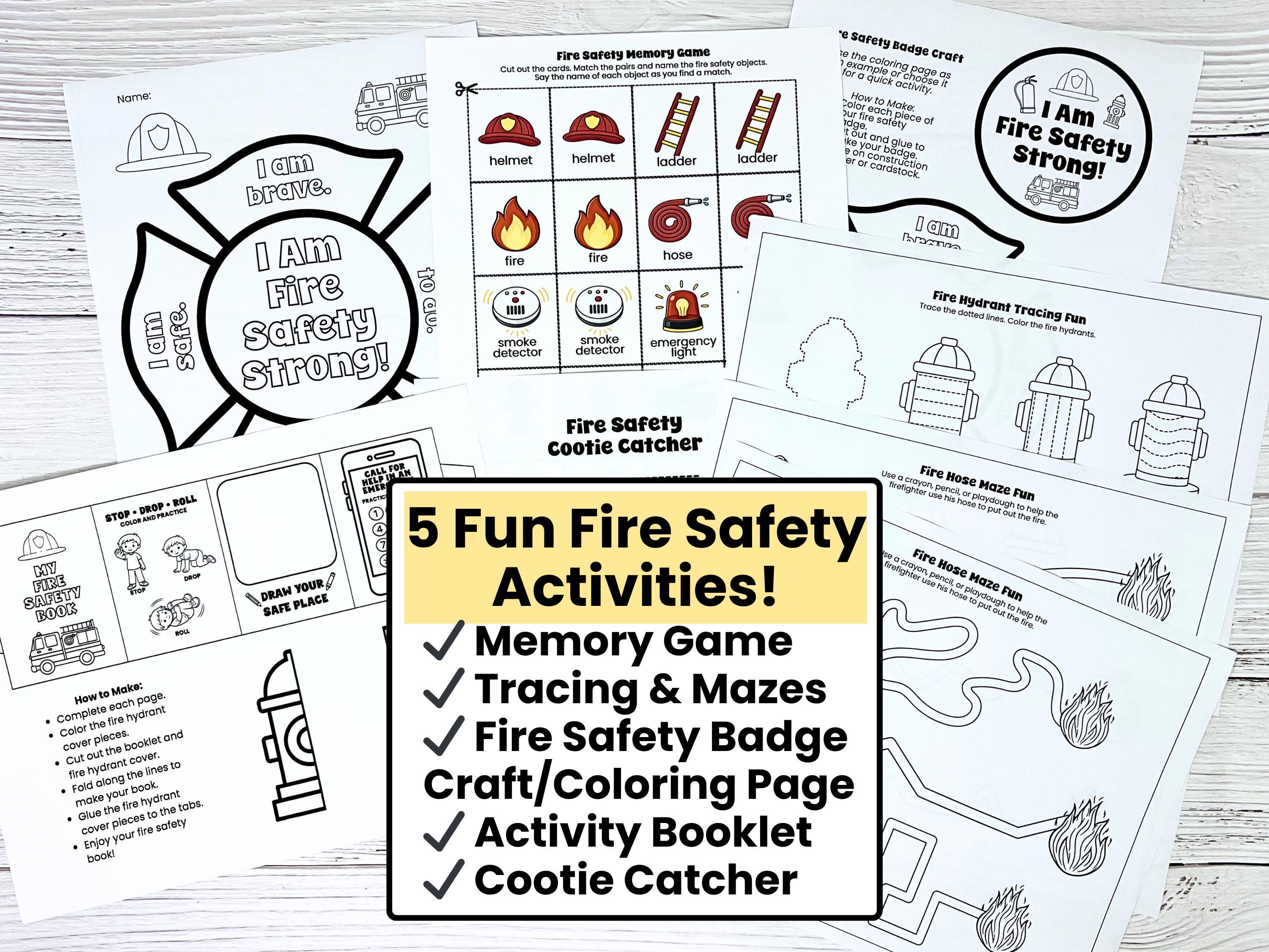 Fire Safety Activity Pack for Kids | Printable Memory Game, Cootie ...
