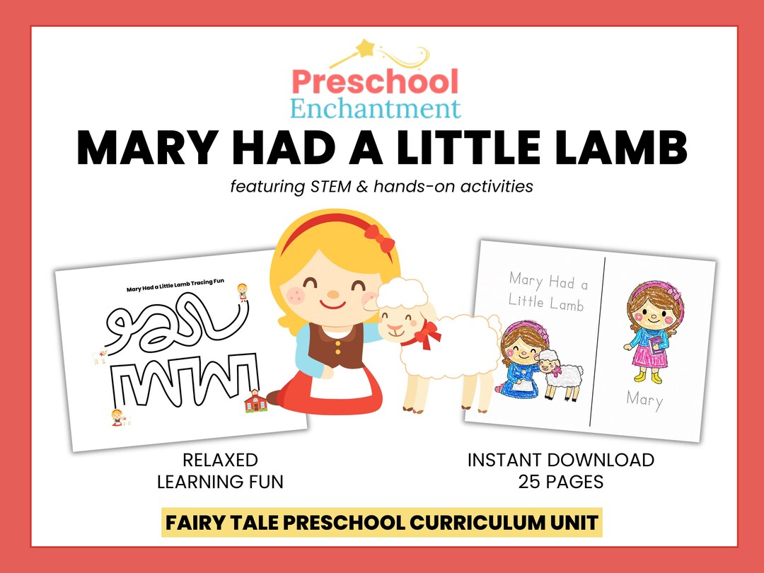 Preschool Curriculum | Mary Had a Little Lamb | Nursery Rhyme Study ...