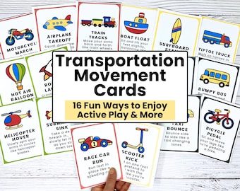 Transportmittel Karten für Kinder | Aktives Spiel, Grobmotorik (Digitaler Download)