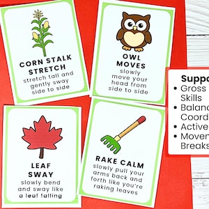 Fall Movement Cards for Kids | Autumn Brain Break Cards | Gross Motor Activity | Classroom Movement Breaks image 4