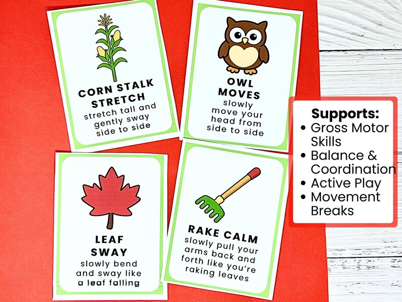 Fall Movement Cards for Kids | Autumn Brain Break Cards | Gross Motor Activity | Classroom Movement Breaks image 4