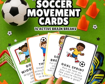 Fußball-Karten für Kinder | Denkpausen | Grob-motorisches Spiel | Indoor Sport | Keine Prep Printable