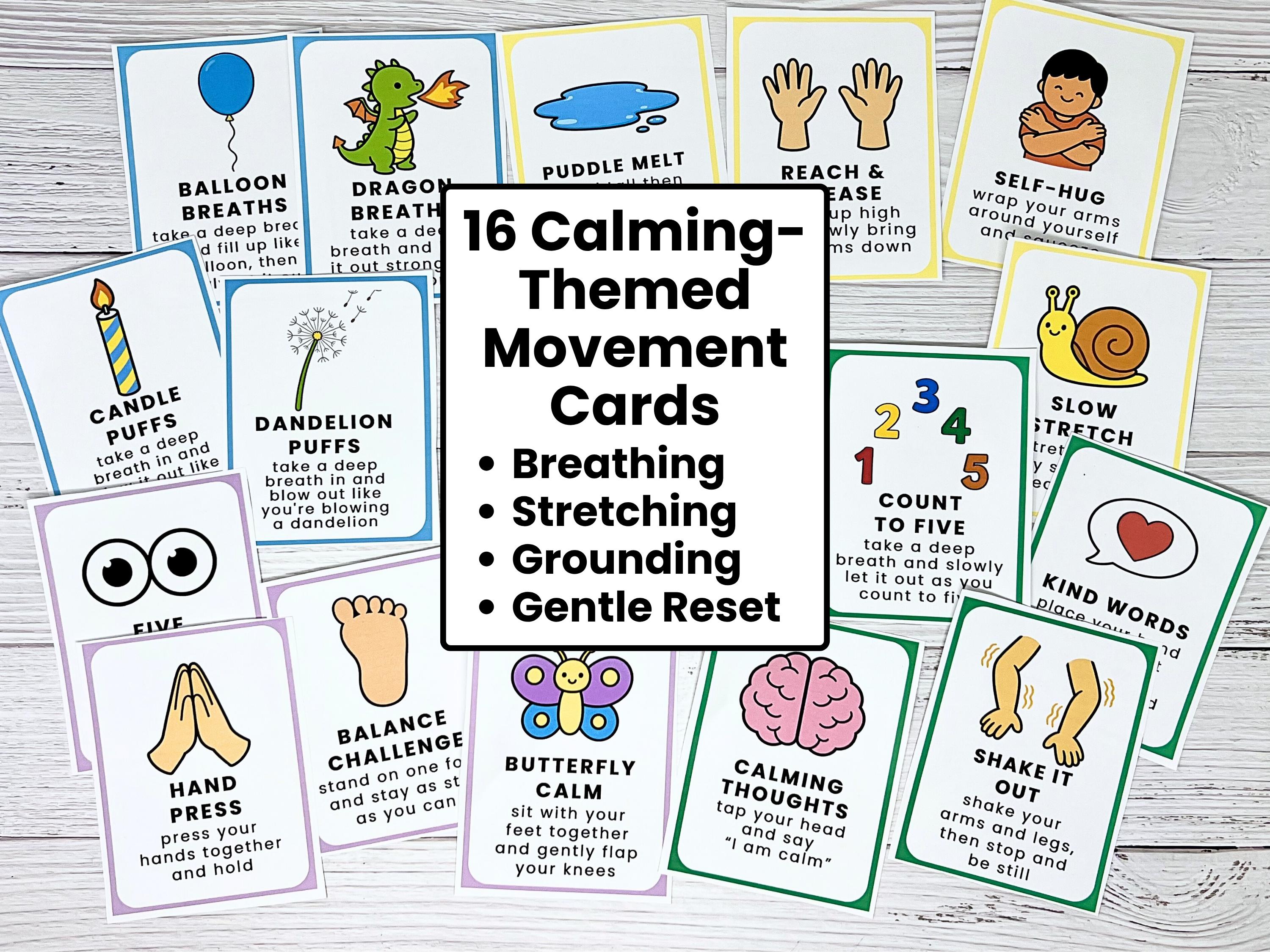 Calm Down Movement Cards for Kids | Coping Skills Activities | Social ...