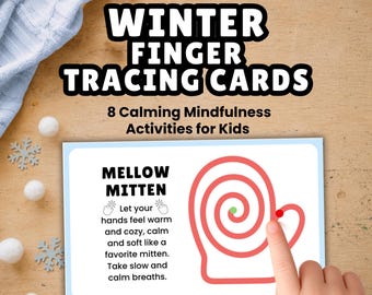 Winter Finger Tracing Cards, Mindfulness Activity for Kids, Calm Down Sensory Tool, Breathing Exercise Printable