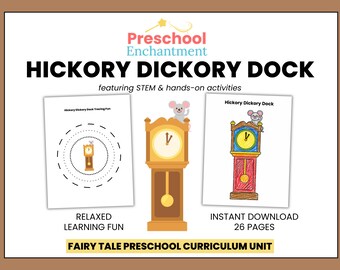 Vorschul-Lehrplan | Hickory Dickory Dock | Kinderreim-Studium mit STEM & praktischen Aktivitäten | Buchstabe L