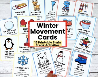 Winter Movement Cards for Kids | Brain Breaks | Gross Motor Activity | Classroom Movement Break Printable