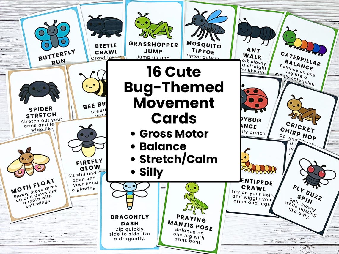 Bug Movement Cards for Kids Printable | Insect Brain Breaks, Gross ...