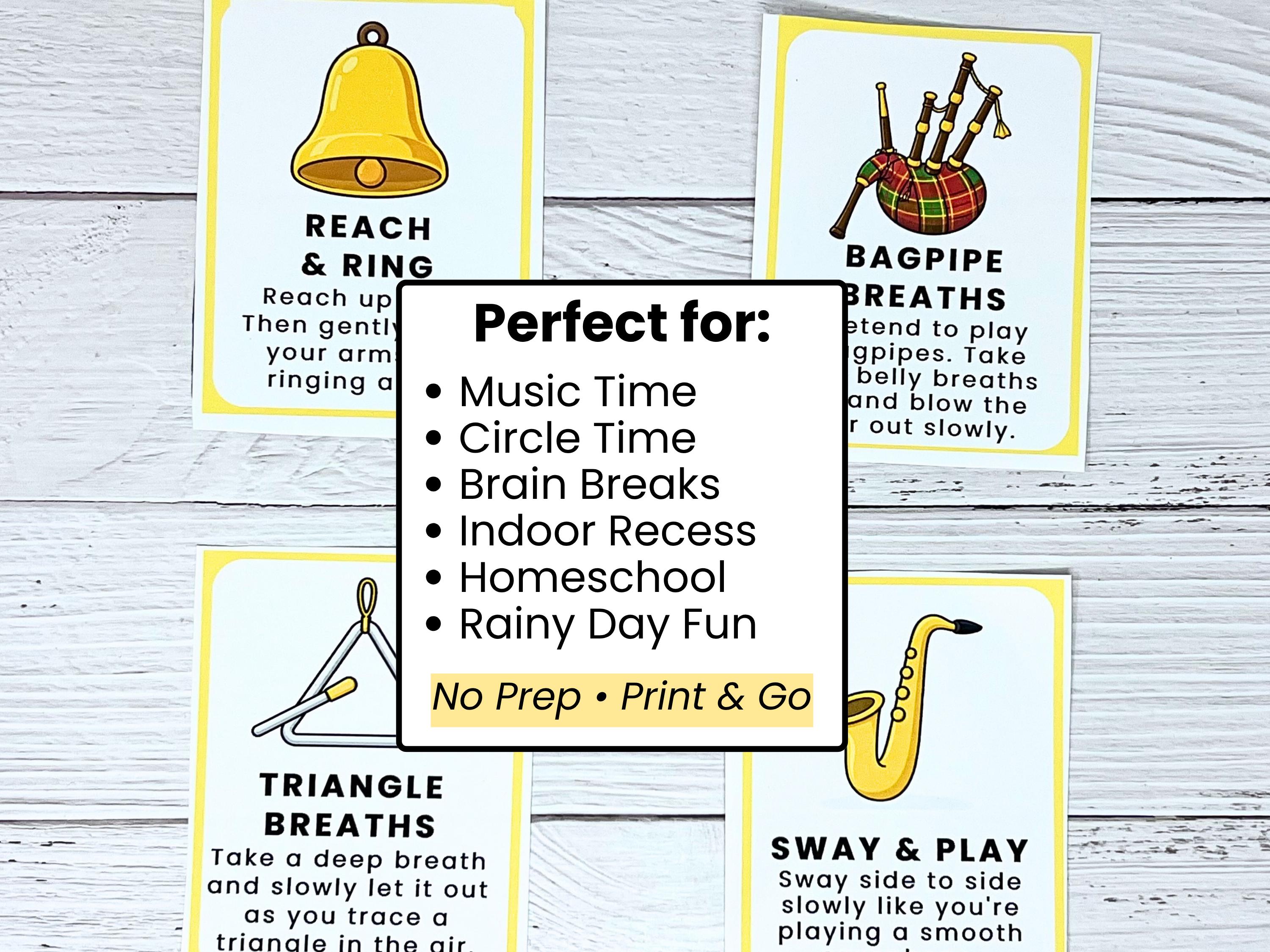 Musical instrument movement cards, a fun break.