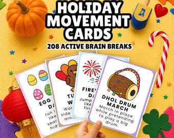Holiday Movement Cards Bundle for Kids | Printable Brain Breaks | Preschool Gross Motor Activities | Indoor Recess & Circle Time