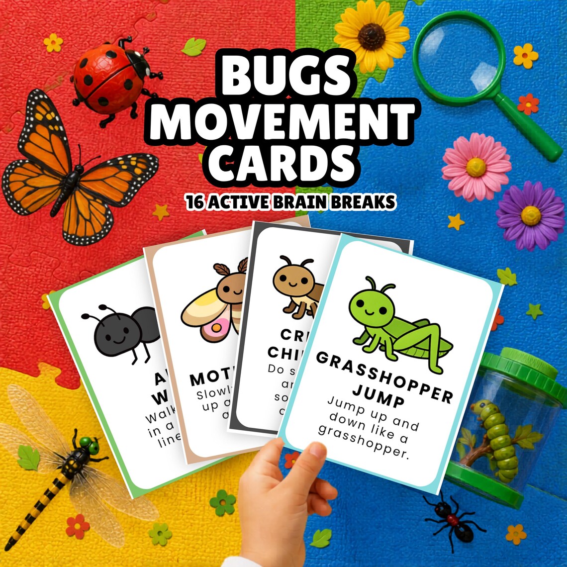 Insect Movement Sort Bug Movement Cards for Kids Printable | Insect Brain Breaks, Gross ...