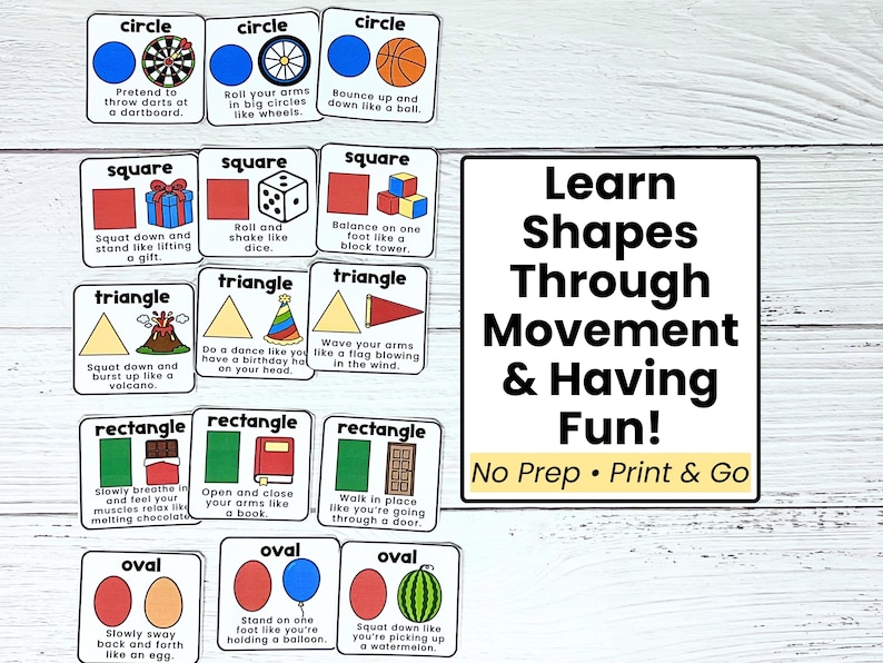 Shape Movement Cards for Kids | Brain Breaks | Printable Learning ...
