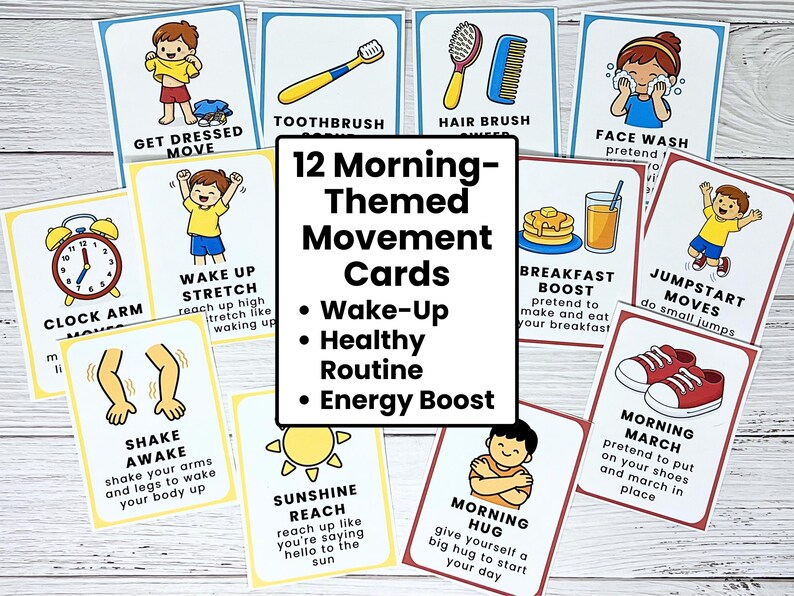 Morning Routine Movement Cards for Kids | Life Skills Activities ...