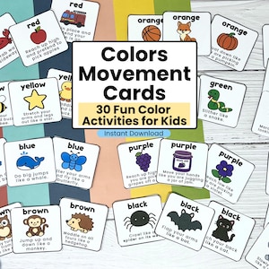 Colors Movement Cards for Preschool & Kindergarten | Color Gross Motor Activities | Brain Breaks for Kids image 1