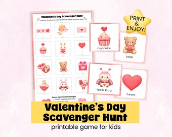 Valentinstag Schnitzeljagd | Valentinstag Spiel für Kinder | Klassenzimmer & Heimaktivität