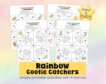 Regenboog-cootiecatchers voor kinderen | Afdrukbare waarzeggers | Spellen voor plezier, beweging en verbinding