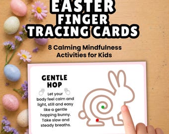 Easter Finger Tracing Cards, Mindfulness Activity for Kids, Calm Down Sensory Tool, Breathing Exercise Printable
