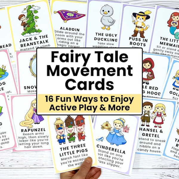 Fairy Tales Movement Cards for Kids | Brain Breaks | Gross Motor Activities | Homeschool Classroom Game