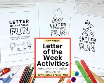 Buchstabe der Woche Aktivitäten | Alphabet Curriculum Druckbar | Vorschul- und Kindergartenspaß | 200+ Seite ABC Lernpaket
