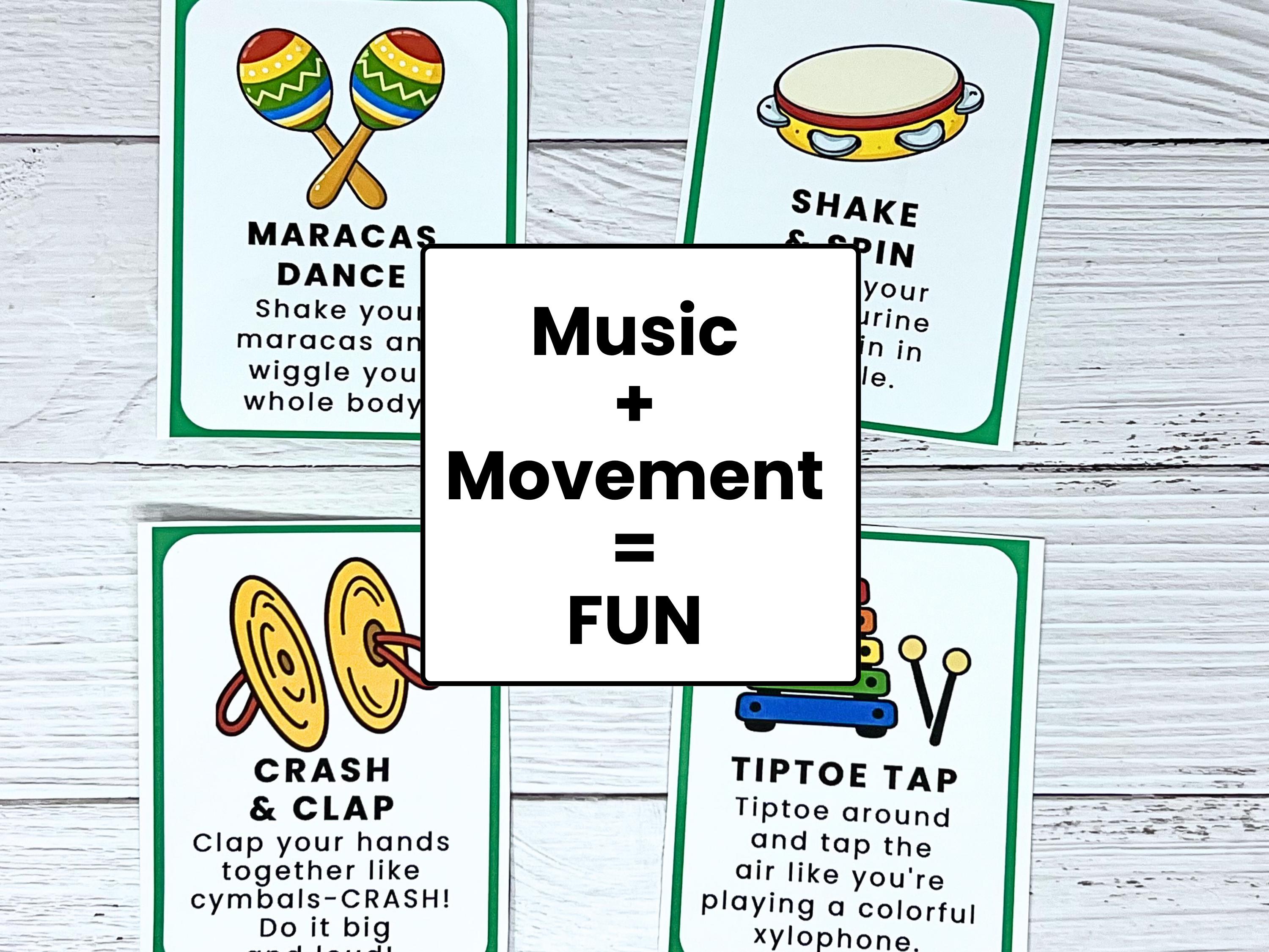 Musical Instrument Movement Cards for Kids | Music Brain Breaks ...