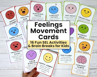 Feelings Movement Cards for Kids | Emotions Activities | Social Emotional Learning SEL | Brain Breaks