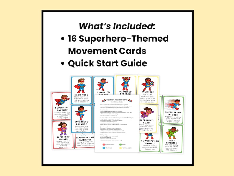Superhero Movement Cards for Kids | Brain Breaks | Gross Motor Activity | Indoor Recess Game image 5