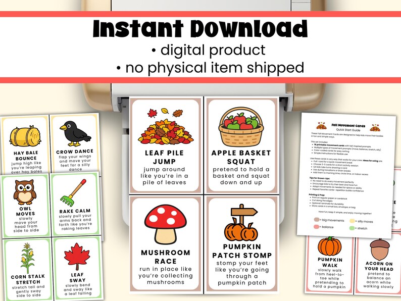 Fall Movement Cards for Kids | Autumn Brain Break Cards | Gross Motor Activity | Classroom Movement Breaks image 6