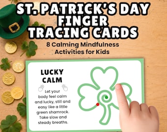 St. Patrick's Day Finger Tracing Cards, Mindfulness Activity for Kids, Calm Down Sensory Tool, Breathing Exercise Printable