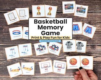 Basketball Memory Game for Kids | Sports Matching Game Printable | Classroom & Homeschool Fun
