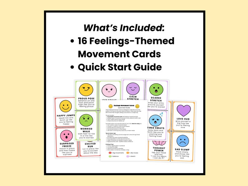 Sad Slump Feelings Movement Cards for Kids | Emotions Activities | Social ...