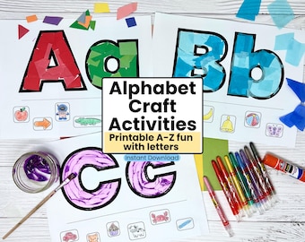 Alphabet Handwerk Aktivitäten für Vorschule & Kindergarten | A - Z Druckbare Buchstaben Handwerk | Praktisches Alphabet-Lernen